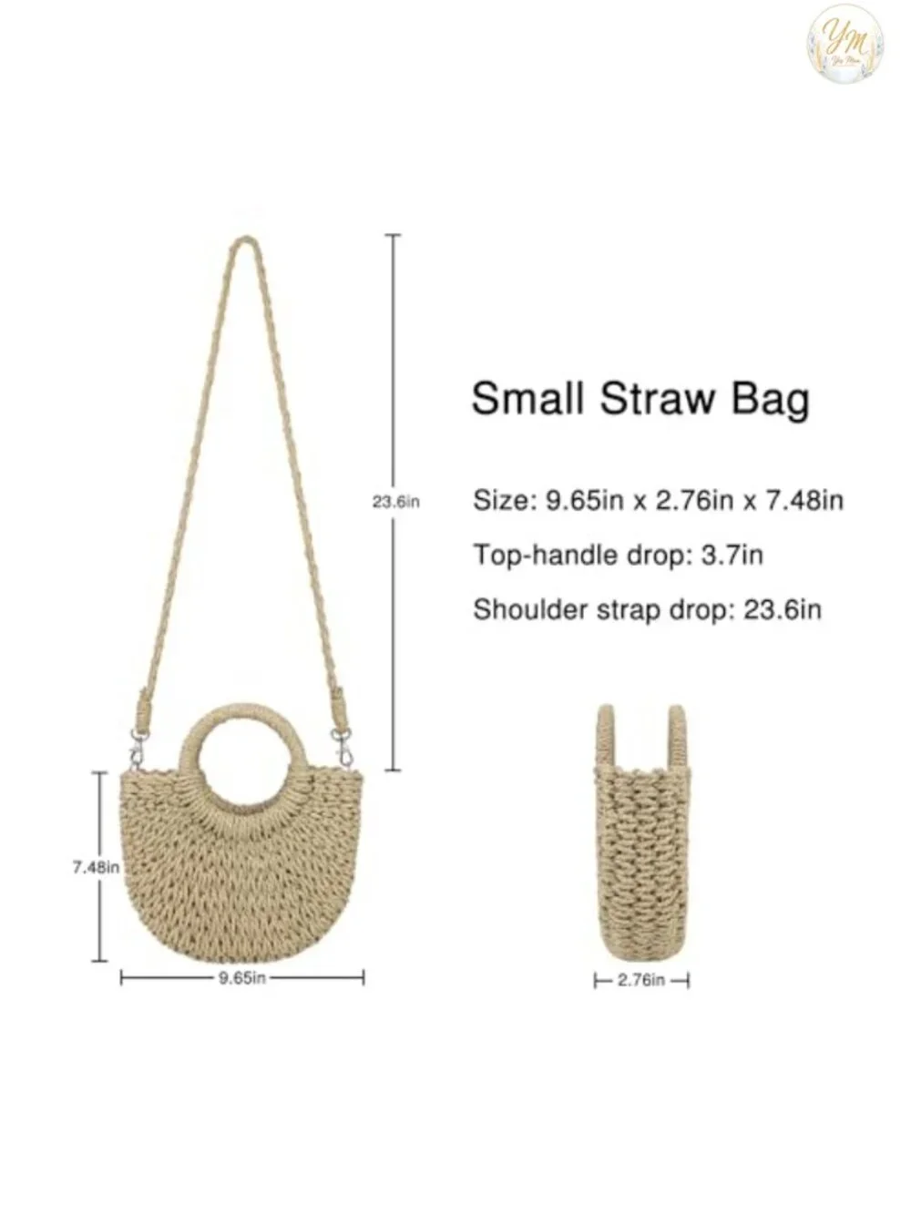 Handwoven Straw Beach Bag Woven Crossbody Shoulder Tote Satchel Purse Summer